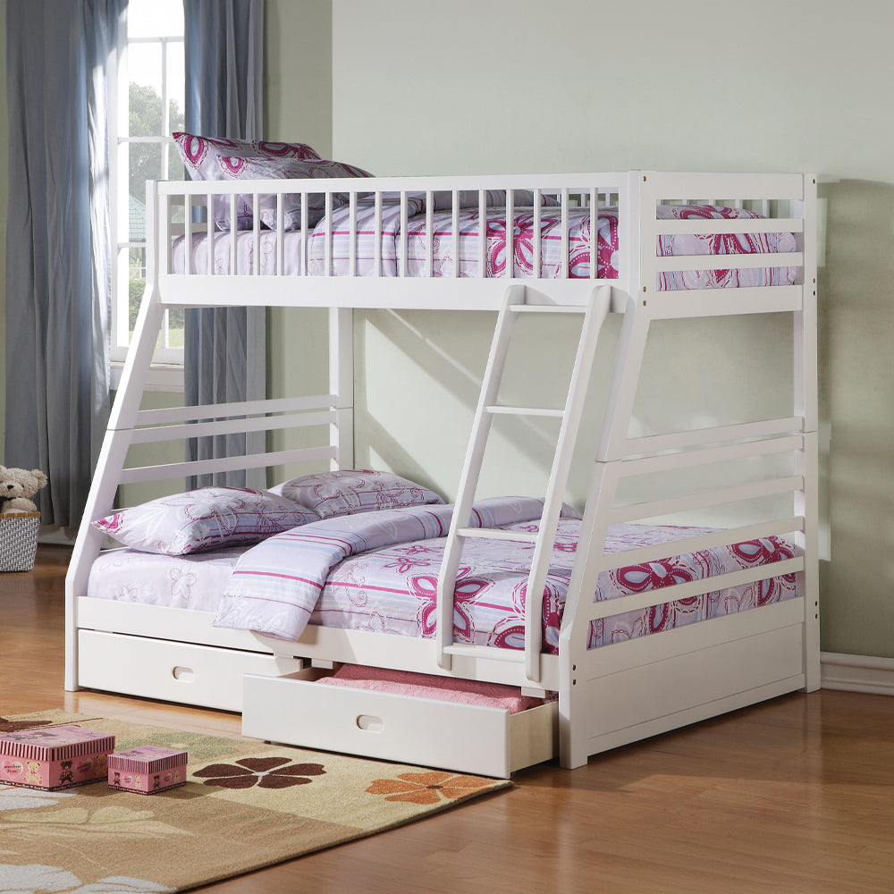 Jason Twin/Full Bunk Bed W/Storage - White