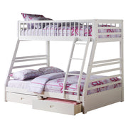 Jason Twin/Full Bunk Bed W/Storage - White