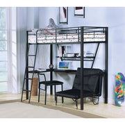 Cama alta individual Senon de 79" de largo con escritorio