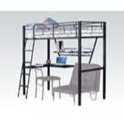 Cama alta individual Senon de 79" de largo con escritorio