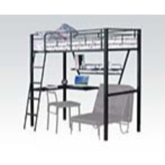 Cama alta individual Senon de 79" de largo con escritorio