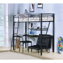 Cama alta individual Senon de 79" de largo con escritorio