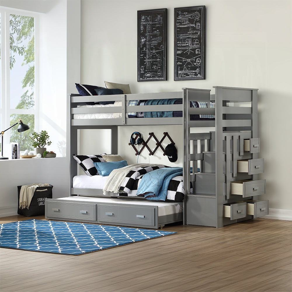 Allentown Teenager Solid Wood Bunk Bed with Trundle & Storage