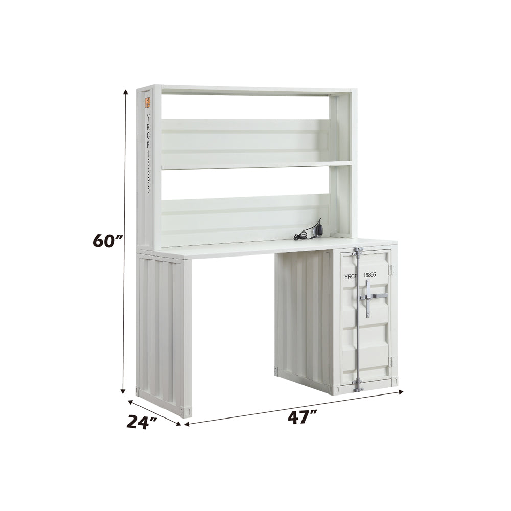 Cargo Writing Desk W/Hutch - White