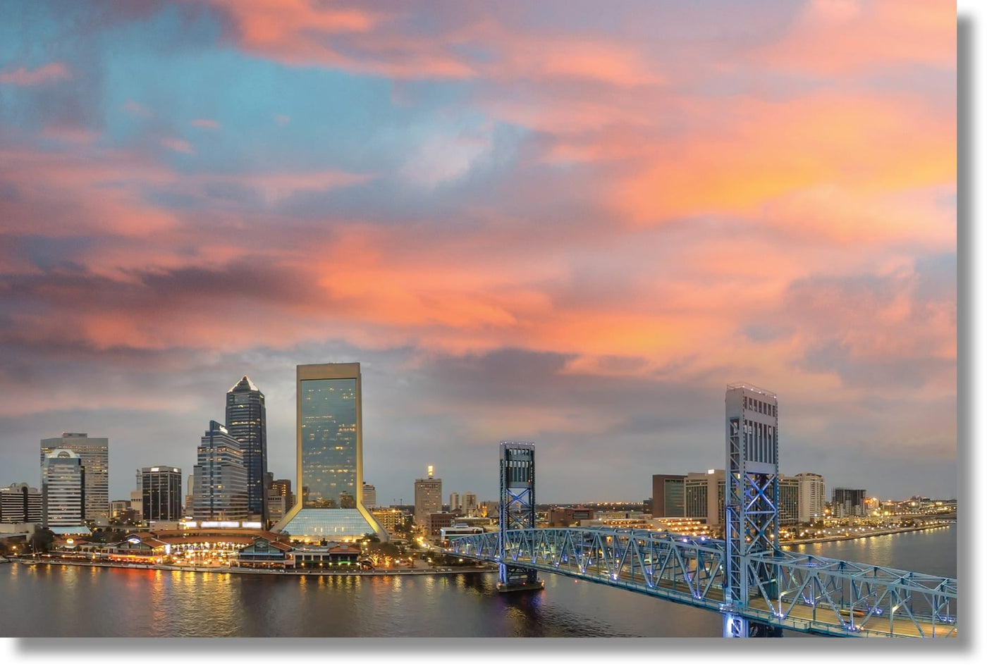 ''Jacksonville Skyline'' Tempered Glass