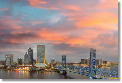 ''Jacksonville Skyline'' Tempered Glass