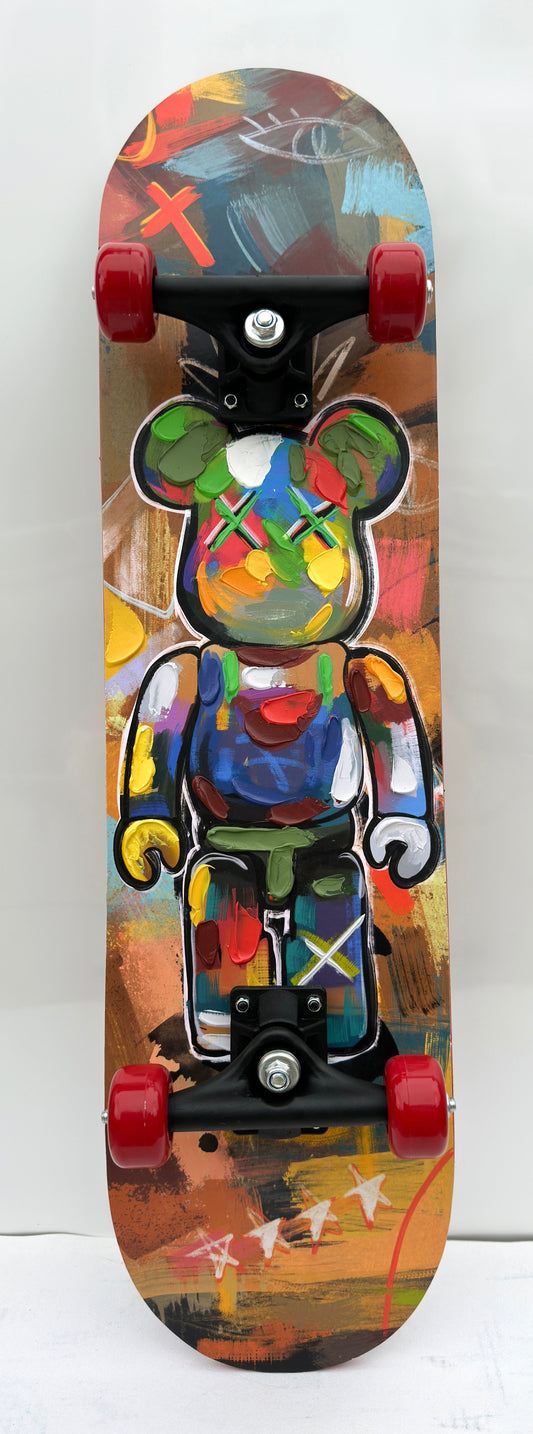 ''Skateboard - Graffiti Bear Red'' Hand-painted Skateboard
