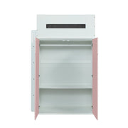 Cama alta individual Nerice de 198 cm con escritorio y armario