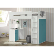 Cama alta individual Nerice de 198 cm con escritorio y armario