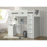 Cama alta individual Nerice de 198 cm con escritorio y armario