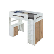 Cama alta individual Nerice de 198 cm con escritorio y armario