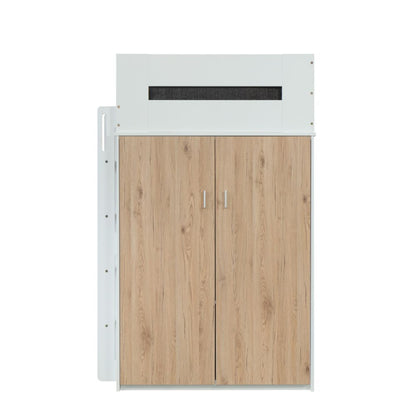 Cama alta individual Nerice de 198 cm con escritorio y armario