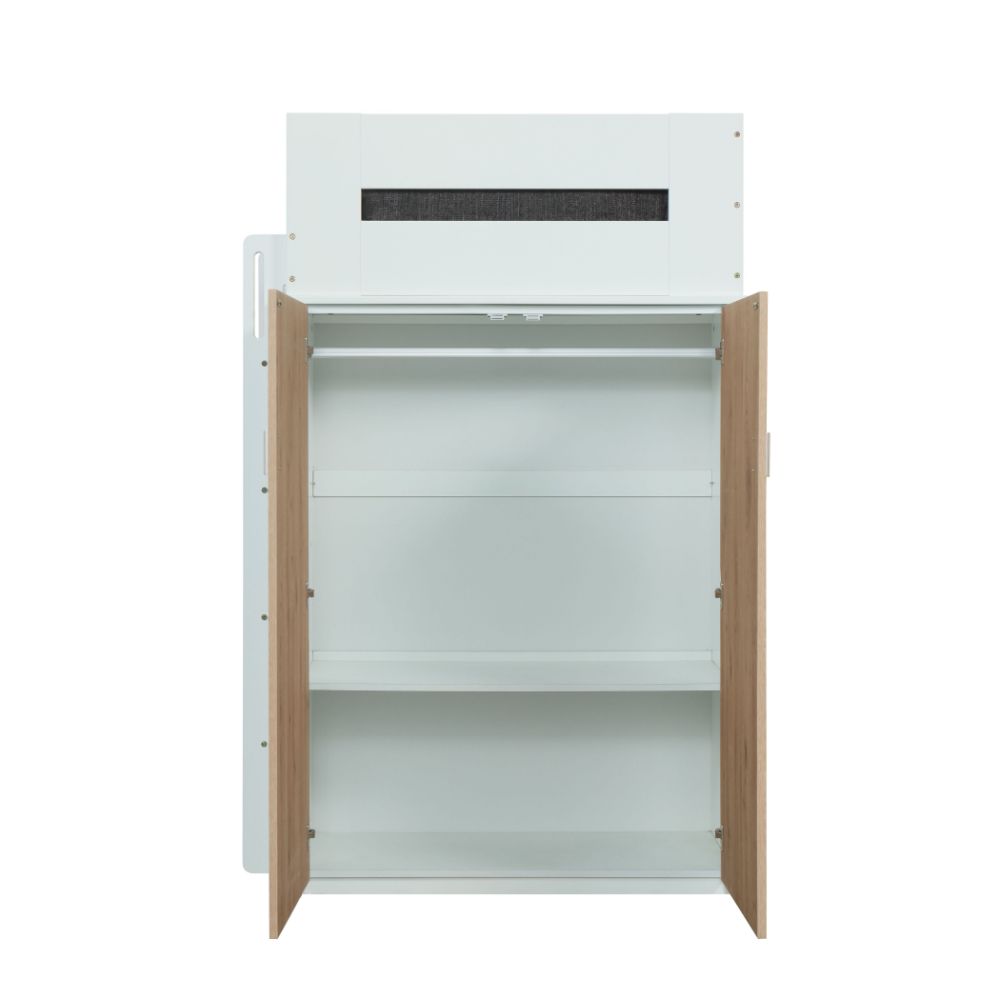 Cama alta individual Nerice de 198 cm con escritorio y armario