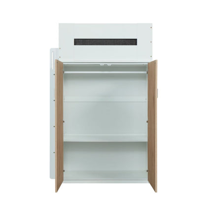 Cama alta individual Nerice de 198 cm con escritorio y armario