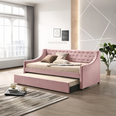 Lianna Daybed W/Trundle (Twin) - Pink Velvet