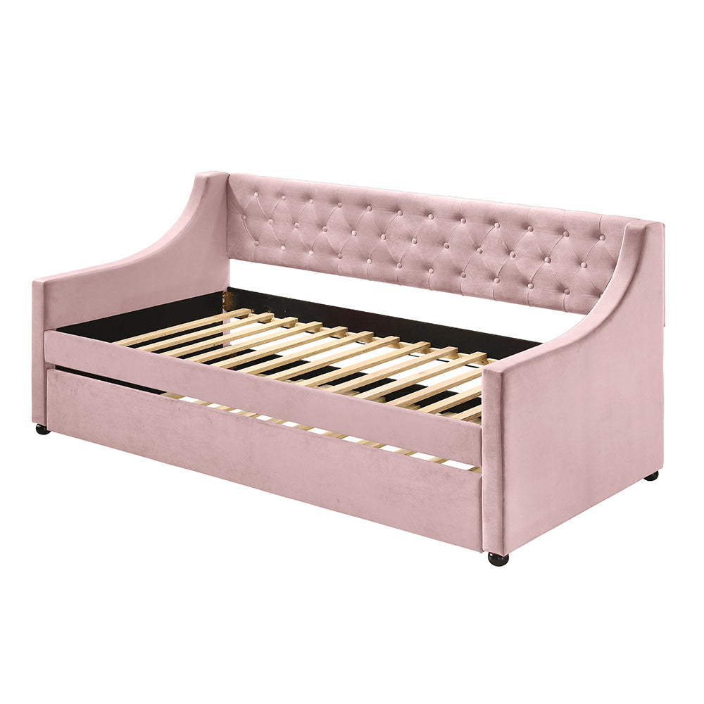 Lianna Daybed W/Trundle (Twin) - Pink Velvet