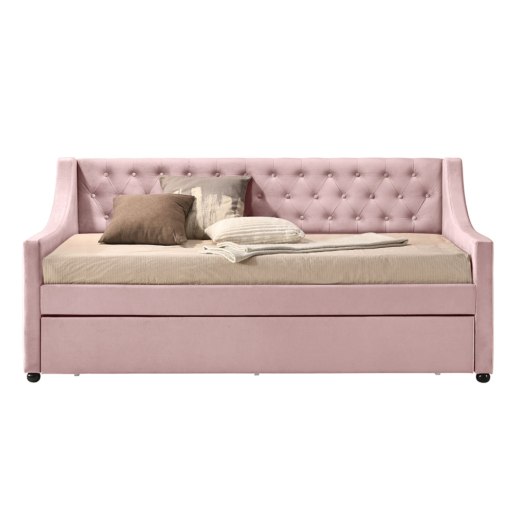 Lianna Daybed W/Trundle (Twin) - Pink Velvet