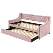 Lianna Daybed W/Trundle (Twin) - Pink Velvet