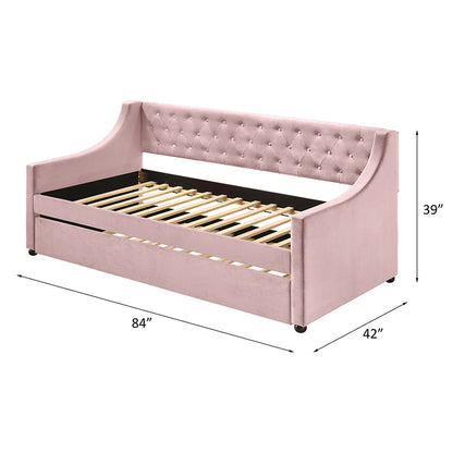 Lianna Daybed W/Trundle (Twin) - Pink Velvet