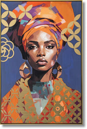 ''Golden Mosaic Majesty'' Hand-painted Canvas in Frame