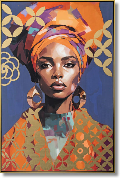 ''Golden Mosaic Majesty'' Hand-painted Canvas in Frame