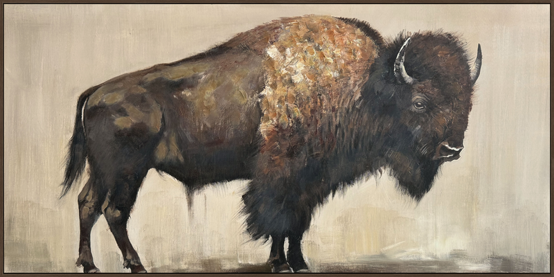 Majestic Bison Hand-embellished Canvas in Frame