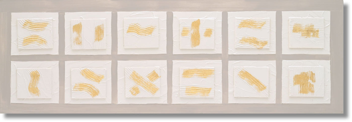 ''Sunlit Minimalist Texture Grid'' 3D Canvas in Frame