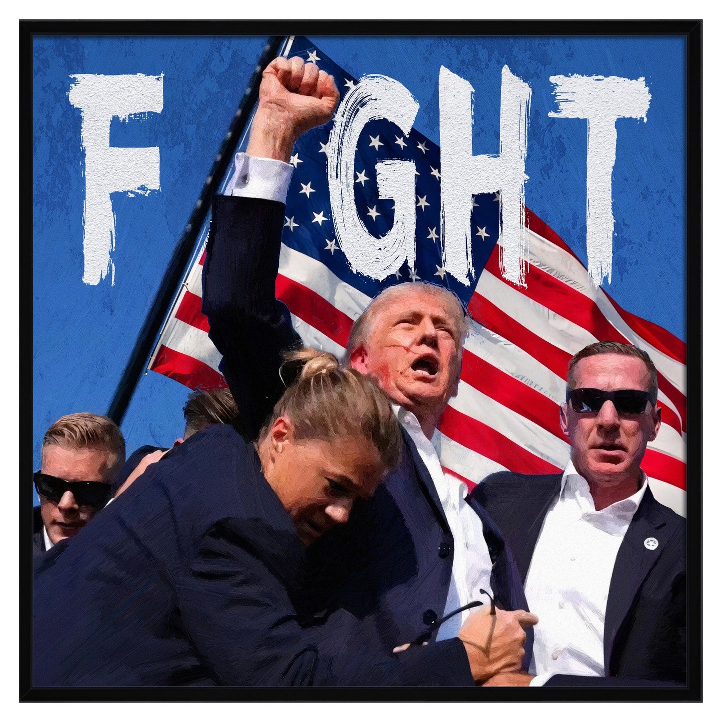 ''Fight Fight Fight'' Hand-painted Canvas in Frame