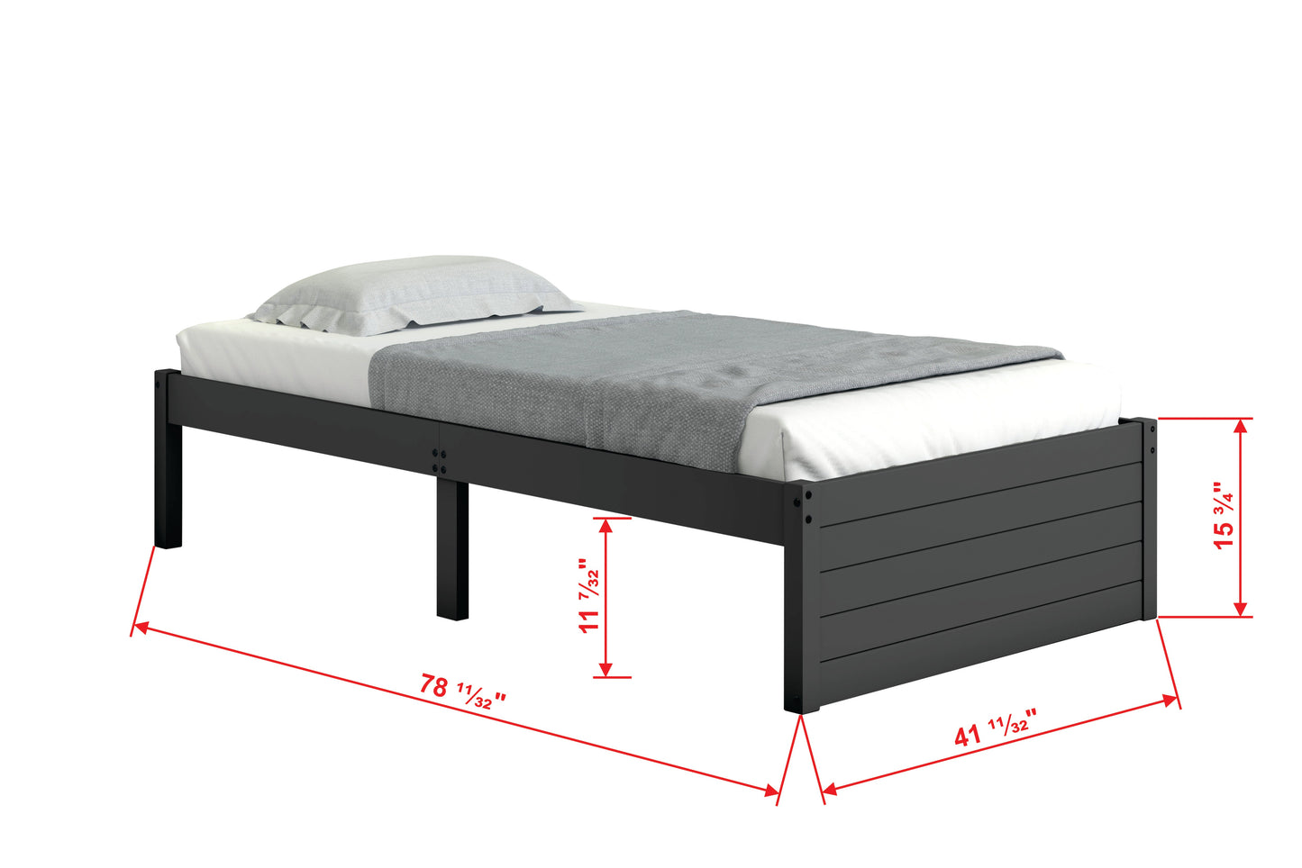 Dark Grey Twin Platform Bed