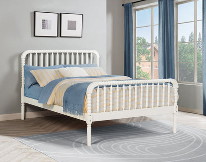 Cama Jones Wood con estructura abierta, color blanco