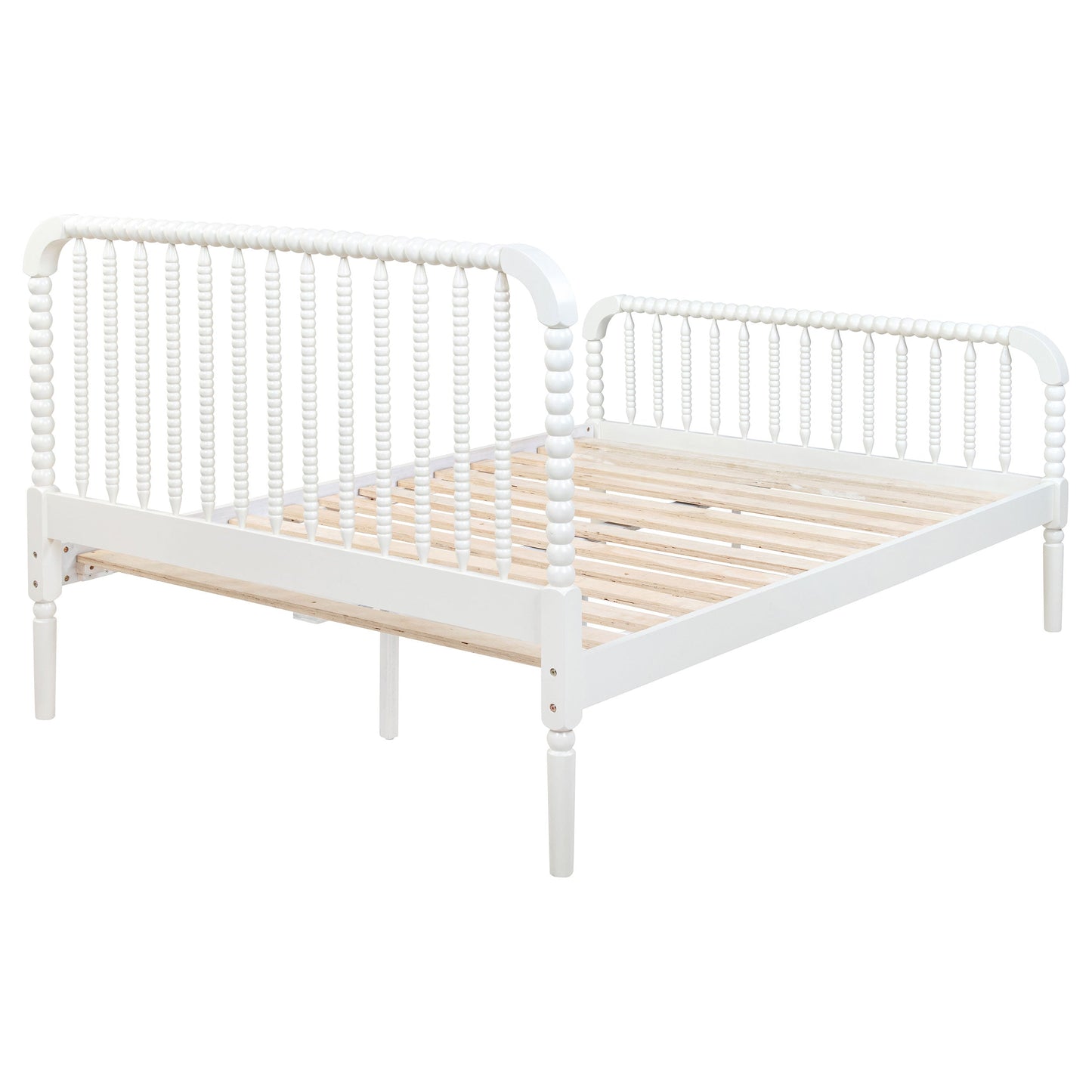 Cama Jones Wood con estructura abierta, color blanco