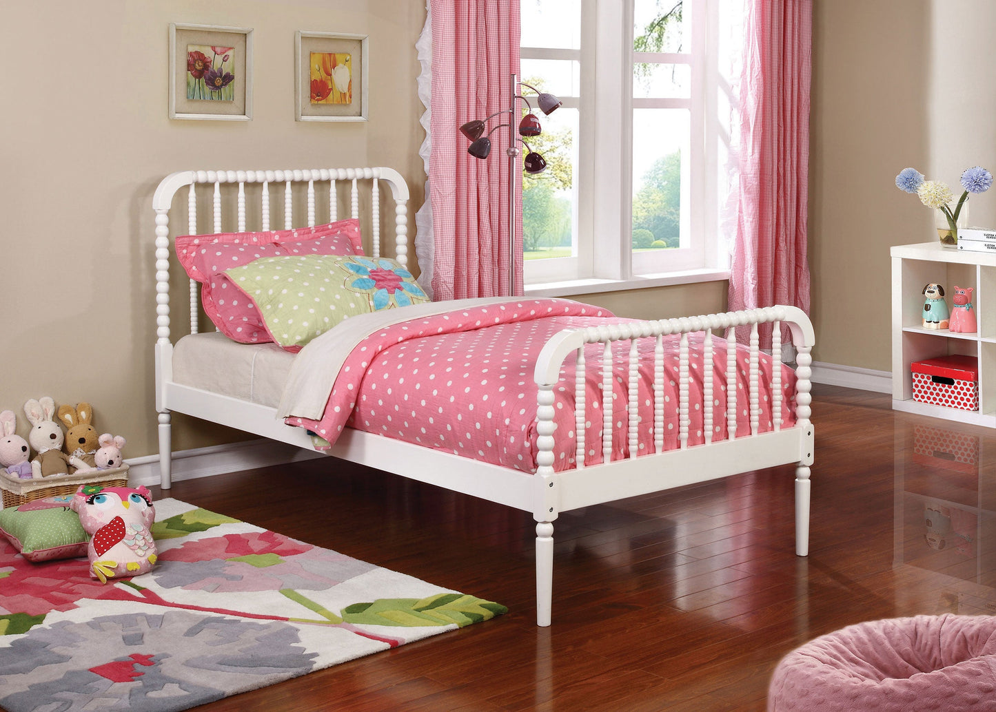 Cama Jones Wood con estructura abierta, color blanco