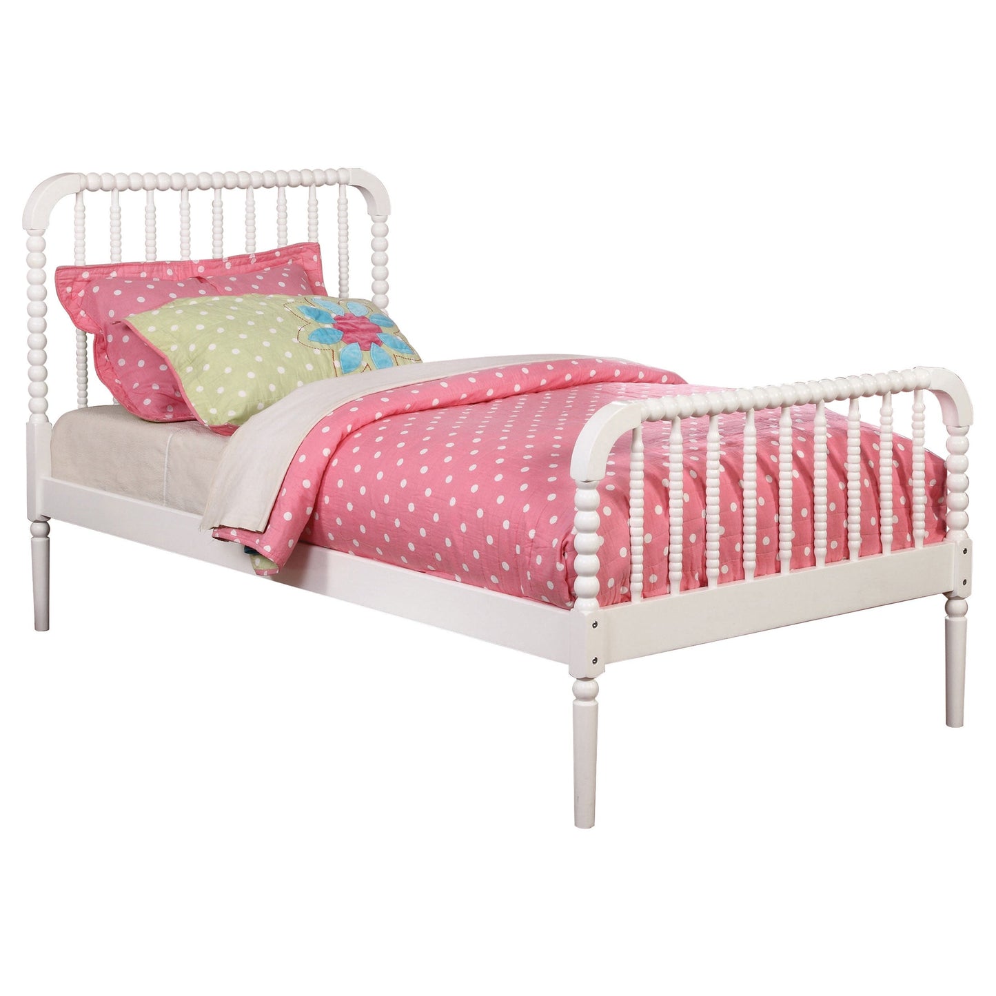 Cama Jones Wood con estructura abierta, color blanco