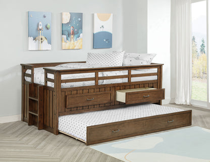 Carlsbad Wood Captains Bed With Trundle Medium Brown