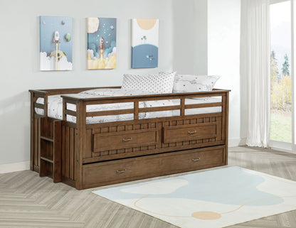 Carlsbad Wood Captains Bed With Trundle Medium Brown