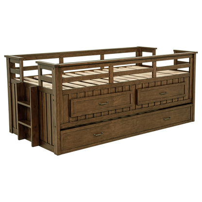 Carlsbad Wood Captains Bed With Trundle Medium Brown