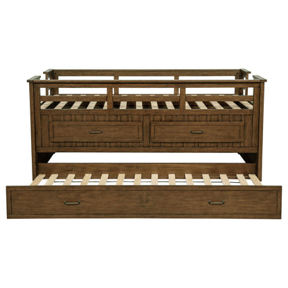 Carlsbad Wood Captains Bed With Trundle Medium Brown