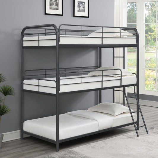 Garner Metal Triple Bunk Bed Gunmetal