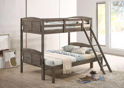 Flynn Wood  Bunk Bed with Mattress Weathered Brown