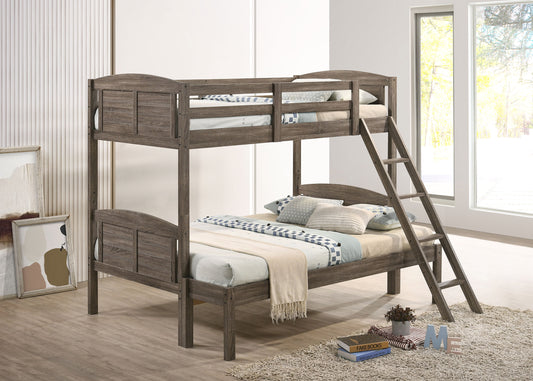 Flynn Wood  Bunk Bed with Mattress Weathered Brown