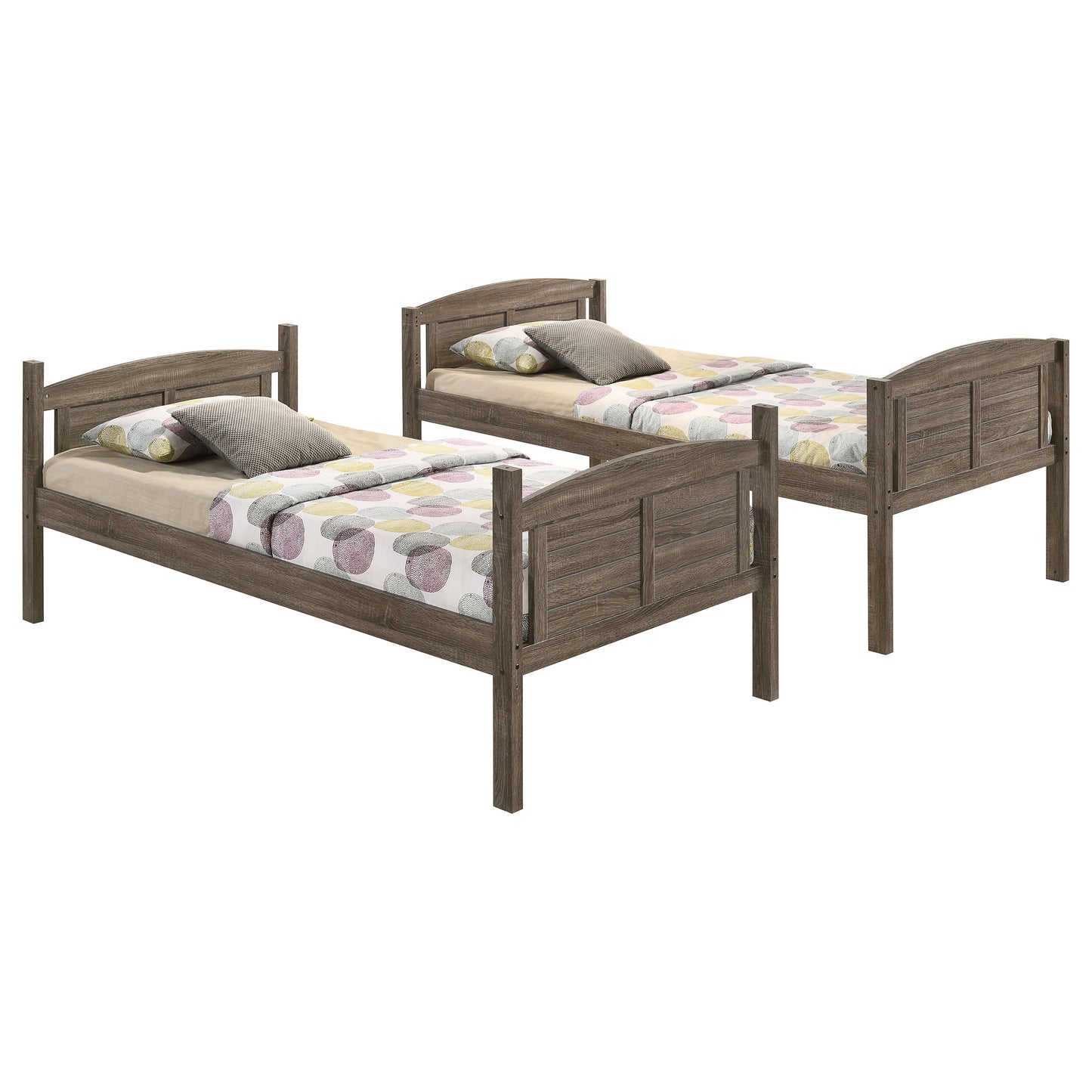 Flynn Wood  Bunk Bed with Mattress Weathered Brown