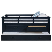 Carlsbad Wood Captains Bed With Trundle Medium Brown