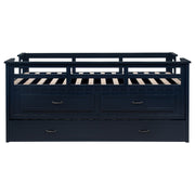 Carlsbad Wood Captains Bed With Trundle Medium Brown