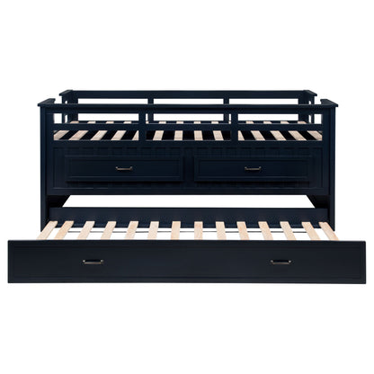 Carlsbad Wood Captains Bed With Trundle Medium Brown