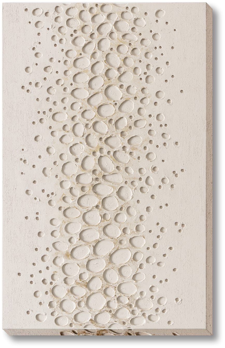 ''Textured Ivory Bubble Cascade'' Hand-painted 3D Canvas