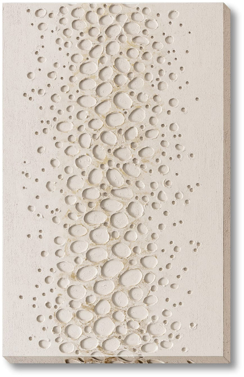 ''Textured Ivory Bubble Cascade'' Hand-painted 3D Canvas