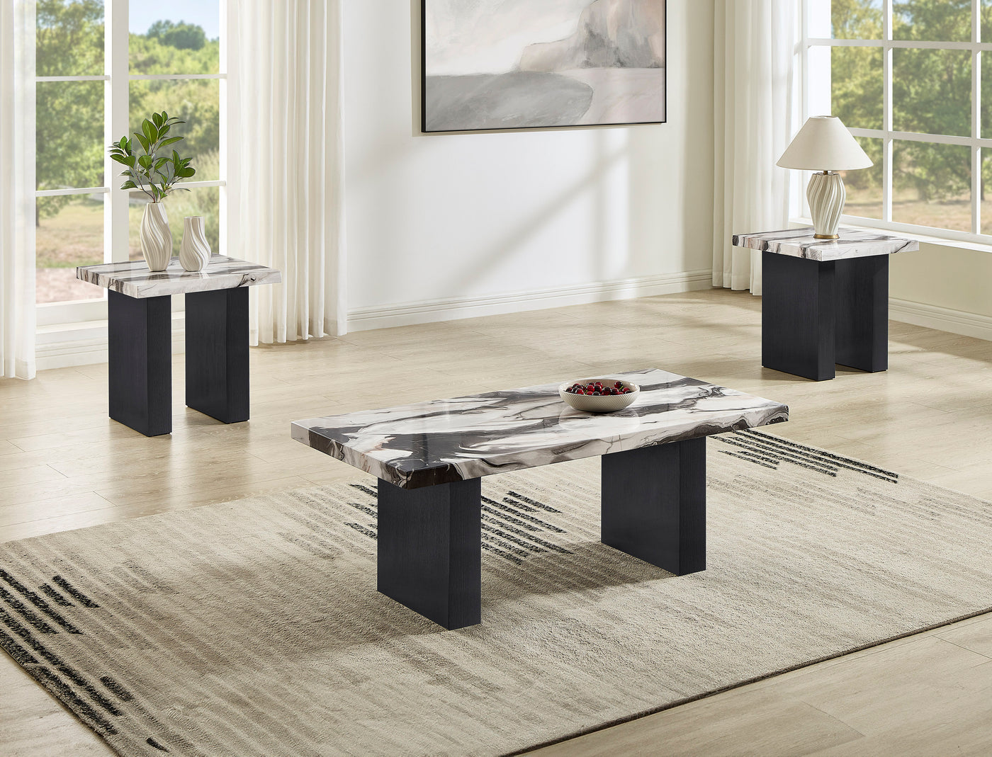 Vega 3-Pk Faux Marble Cocktail Set