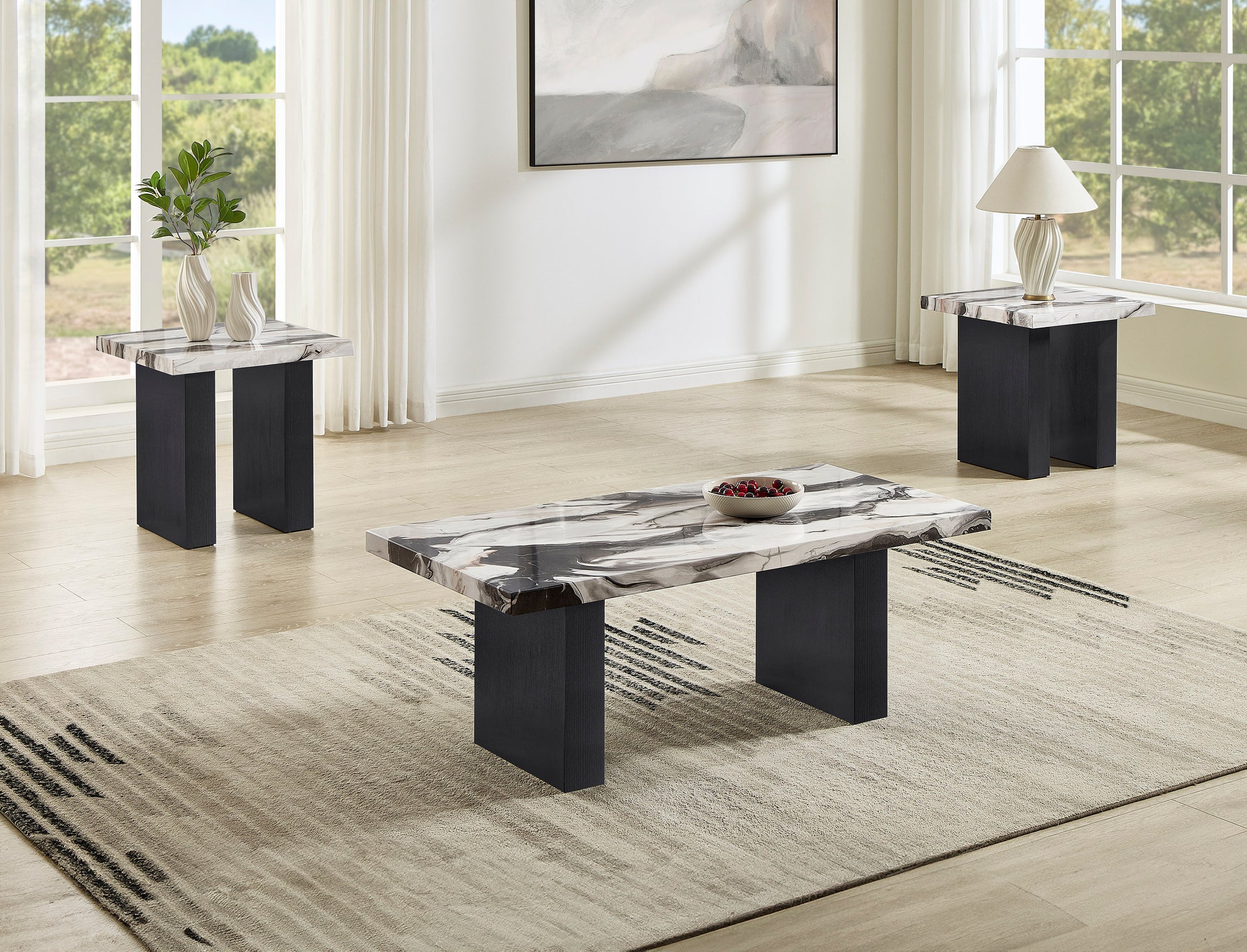 Vega 3-Pk Faux Marble Cocktail Set