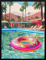 Poolside Escape Hand-Embellished LED Canvas in Frame