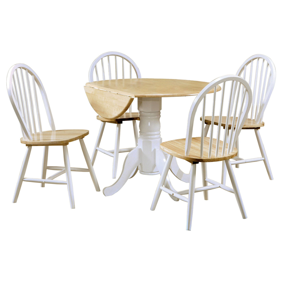 Juego de mesa de comedor redonda abatible Allison, color blanco
